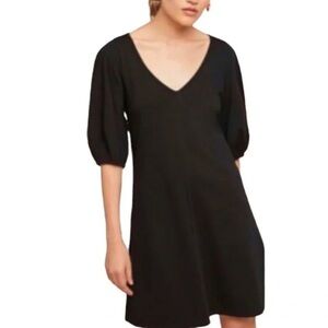 Velvet for Anthropologie black V-neck puff sleeve cotton jersey dress - Small